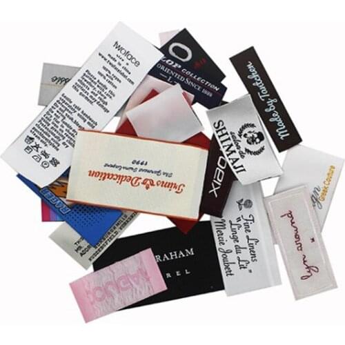 Custom Woven Labels End Folding Garment Embroidered Logo Tags For Clothing Jeans High Quality Dress Tags