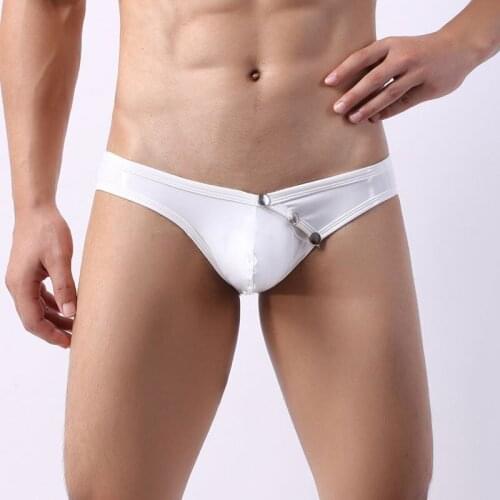 Man Wild U-Convex Faux Leather Briefs Male High-Quality Cool Sexy Hot Low Waist Underwear Bright Color Cute Underpant