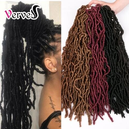 VERVES Faux Locs Crochet Braid hair 18 inch 20 roots/pack,Afro Locs twist Ombre Synthetic Braiding Hair extensions Burgundy