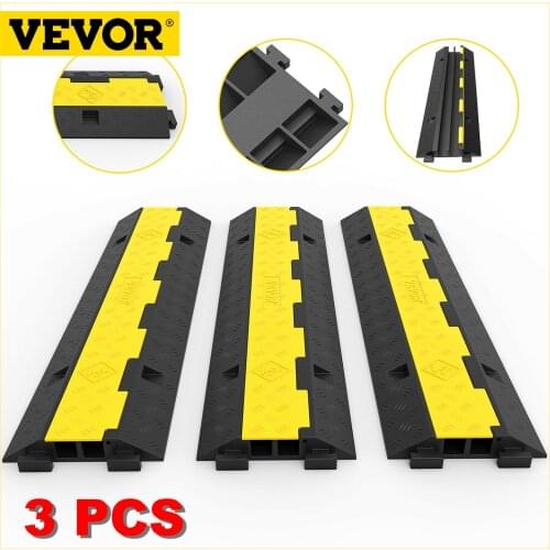 VEVOR 3PCS Cable Cover Cord Hose Protective Ramp Heavy Duty Wire Extension Cord Garden Water Hose Driveway Rubber Speed Bump