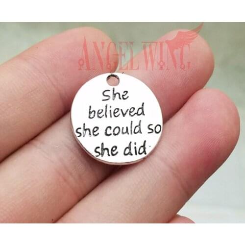 15pcs/lot--23mm, Antique silver plated She Believed She Could So She did charms,DIY supplies, Jewelry accessories