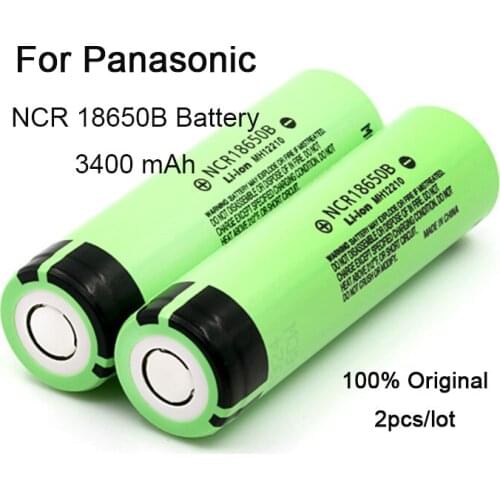 Dinto 2pcs for Panasonic NCR18650B 3.7V 3400mAh Battery High Capacity Rechargeable Li-ion Lithium Batteries