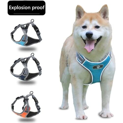 2020 new Dog Harness NO PULL Reflective Breathable Adjustable Pet Harness For Medium and big Dog Outdoor Walking Dog Supplies