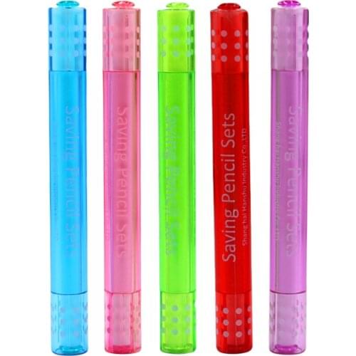 5 Colour Cartoon pencil extender extension rod student office drawing pencil head cover environmental pen socket connector