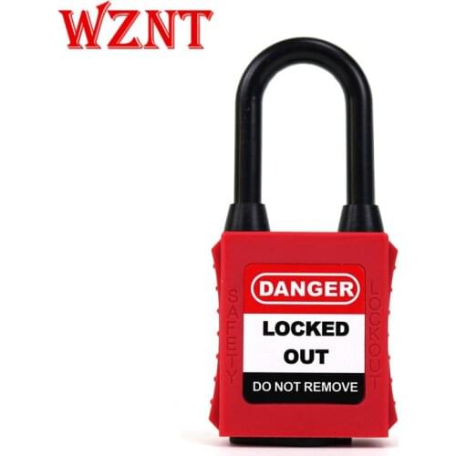 5pcs free shipping 38mm non conductive safety padlock nylon shackle safety lockout padlock