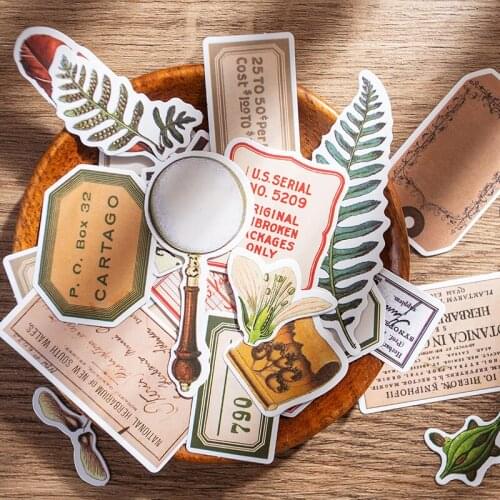 60PCS Vintage Plant Bill Sticker DIY scrapbooking TN junk journal base collage phone photo album diary plan decoration sticker
