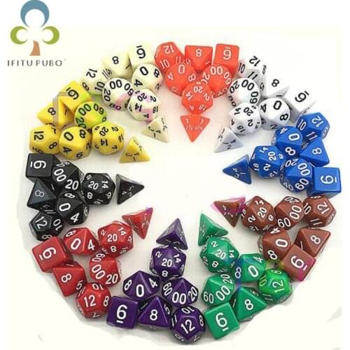7pc/lot dice set Multi-Sided Dice with marble effect d4 d6 d8 d10 d10 d12 d20 DUNGEON and DRAGONS rpg dice Board game GYH