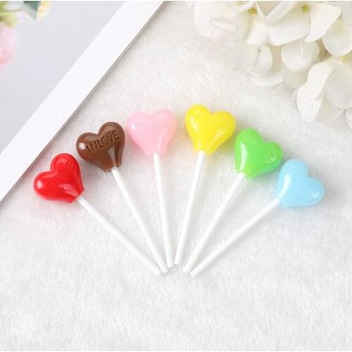 8pcs mixed Heart Lollipop 73mm*23mm Glitter Lollipop Cute Flatback Resin Cabochons Decoration Crafts for earrings & pendants