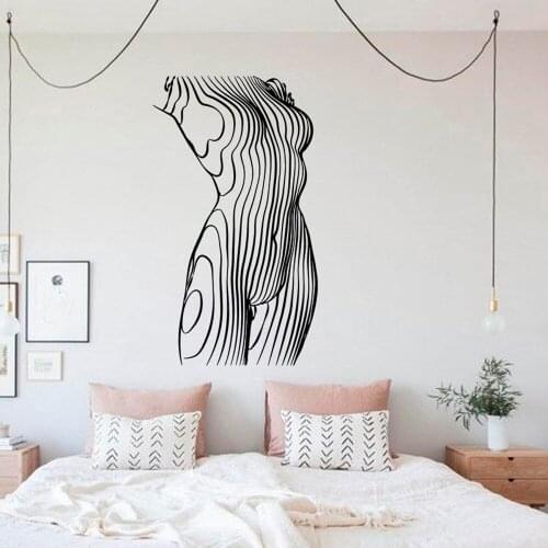 Abstract Geometric Minimalistic Sexy Girl Wall Decal Bedroom Wedding Party Naked Line Female Wall Sticker Bathroom Vinyl Decor