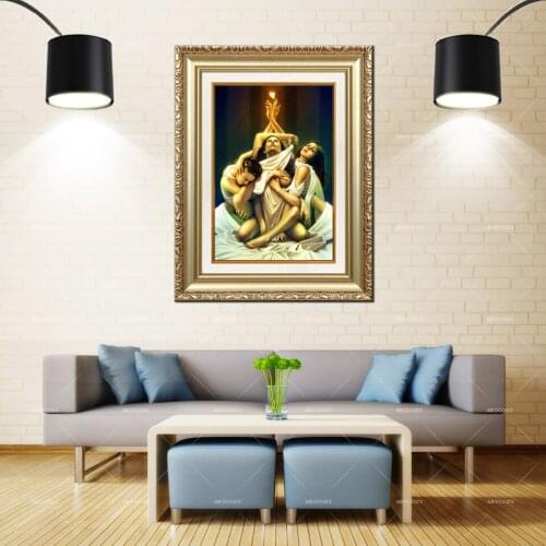 Artcozy Golden Frame Abstract three fates greek mythology Waterproof Canvas Painting