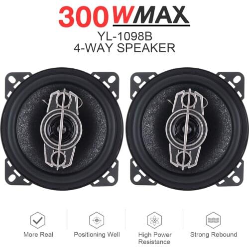 2pcs 4 Inch 300W 4 Way Car Coaxial Speaker Auto Music Stereo Full Range Frequency Hifi Speaker Loudspeaker Non-destructive