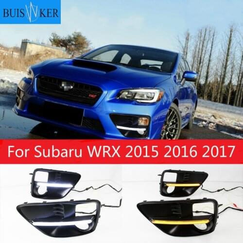 Car LED DRL Daytime Running Light with Turn Signal Fog Light for Subaru WRX 2015 2016 2017