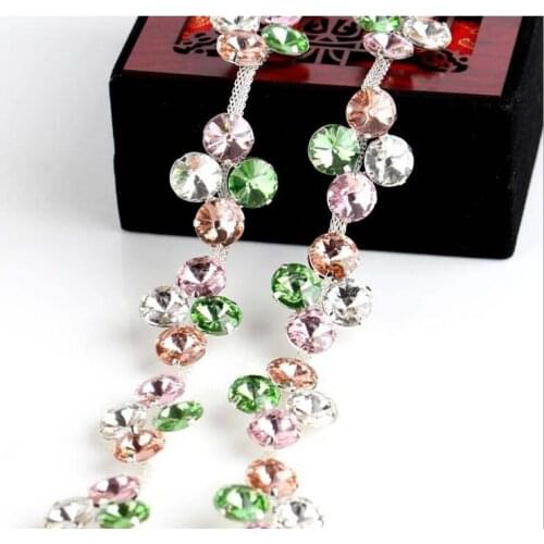 Free Shipping 5 yards Crystal Rhinestone Trim, Rhinestone Applique, Bridal Applique,Wedding Applique,Rhinestone Chain TONG056