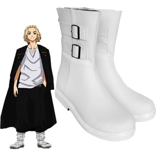 Anime Tokyo Revengers Mikey Manjiro Sano Cosplay Boots Men Adult White Fashion Shoes
