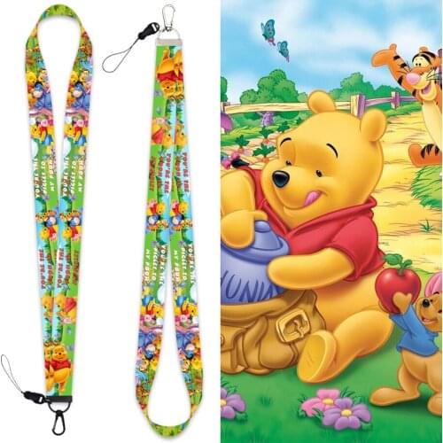 Disney Animation Movies Peripheral Pooh Bear Neutral Lanyard Cute Keychain Small Fresh Pendant U Disk String Childrens Toy Gift