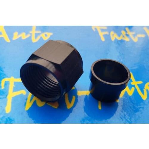 Black 3/4UNF AN8 AN 8 8AN 1/2" Hardline Tube Nut and Sleeve for racing car transmission oil cooler kits