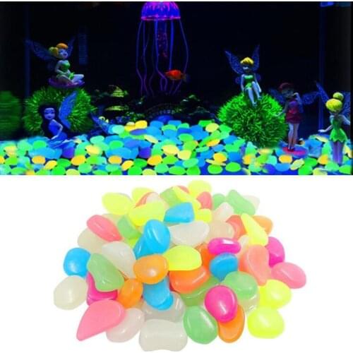 100/200/500pcs Fish Tank Decorative Aquarium Ornaments Stones Glow In The Dark Luminous Pebbles Stones For Garden Ornament