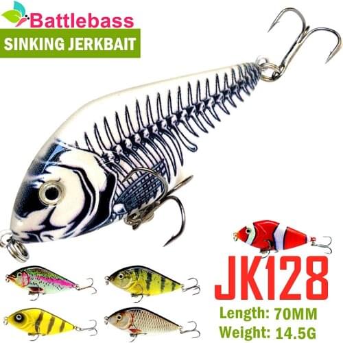 Jerkbait Fishing Lures Tackles 70mm 15.5g Hard Slow Sinking 3D Eyes Wobbler Rattle Balls For Pike Crap Perch Pesca In Sea Pond