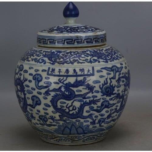 Antique SongDynasty porcelain jar,Blue and White drgaon pot,hand-painted crafts,Home Decoration,handmade crafts/Collection
