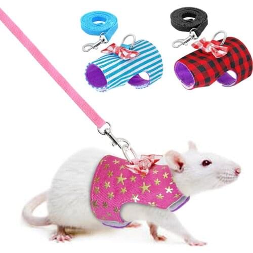 Hamster Small Pet Harness Vest Leash Set For Ferret Guinea Pig Bunny Hamster Puppy Bowknot Chest Strap Harnes Harness