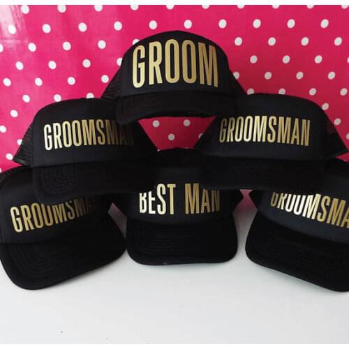 Personalize wedding groom best man groomsmen Bachelorette party Mesh Trucker Snapback trucker hats caps gifts favors