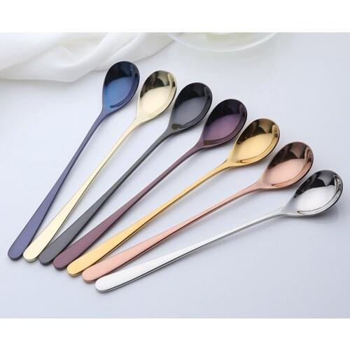 Colorful Stainless Steel Teaspoon Coffee Spoon Soda Spoons Ice-cream Spoon