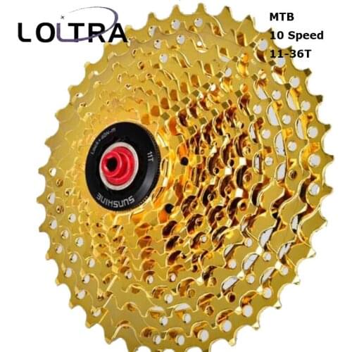 LOLTRA Gold Bicycle Freewheel 10 S Speed 11-36T MTB Freewheel Mountain Bicycle Cassette Bike parts Sprockets