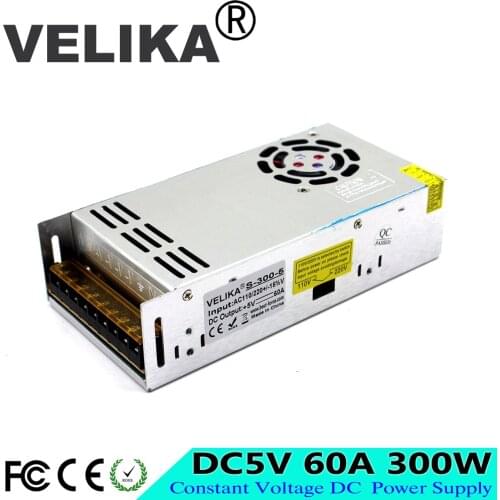 Small Size Regulated DC5V Power Supply Switching 60a 300w Driver 110v 220V AC DC 5V For LED Light Strip display Screen Lighting