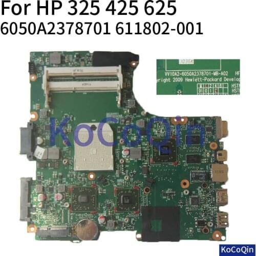 KoCoQin Laptop motherboard For HP COMPAQ 325 425 625 CQ325 CQ425 CQ625 Mainboard 611802-001 PC Mainboard DDR3 Tested