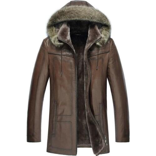 Genuine Leather Jacket Real Wool Fur Liner Coat Winter Jacket Men Raccoon Fur Collar Sheepskin Warm Coats Plus Size 5xl MY1727