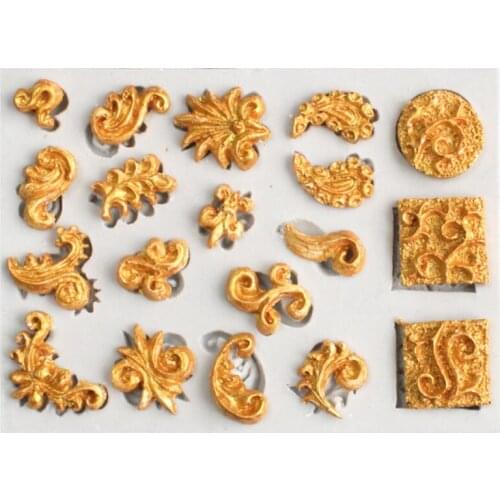 New European pattern photo frame sugar turned silica gel mold cup cake decoration surround mirror frame dry pace mold