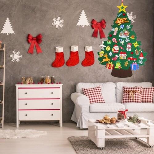 New Felt Christmas Tree Diy Xmas Tree Detachable Ornaments Wall Hanging Xmas Party Decoration For Home Gifts For Kids Toddlers