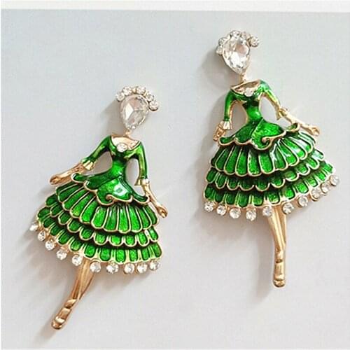 2019 New Fashion Charms Enamels Zinc Alloy Rhinestone Ballet Girl Pendant DIY Earring Clothing Hair Brooch Jewelry Accessories