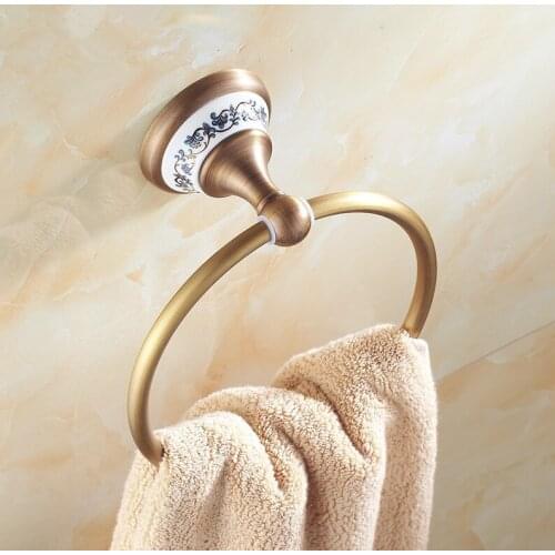 NEW Euro Vintage Design Towel Ring /Fashion Antique Brass Wall Mount Bath Towel Holder &Towel Hanging Bathroom Accessories