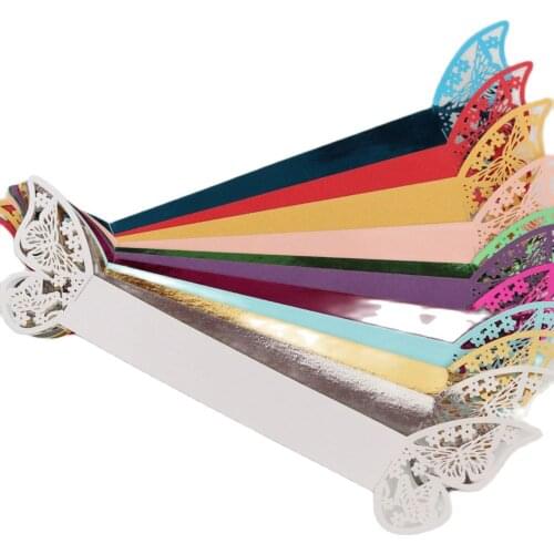 Wholesale 50pcs New Year hollow Paper Butterfly Napkin Rings Weddings Party Serviette Table Decoration Favor for Christmas