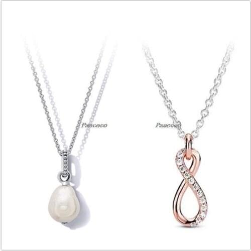 Authentic 925 Sterling Silver Freshwater Cultured Baroque Pearl Pendant Necklace For Women Bead Charm Diy Fashion Jewelry