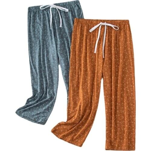 Modal Pajama Pants Sleepwear Women Trousers Floral Print Summer Casual Air Conditioning Pajama Pants Large Size Loose Home Pants