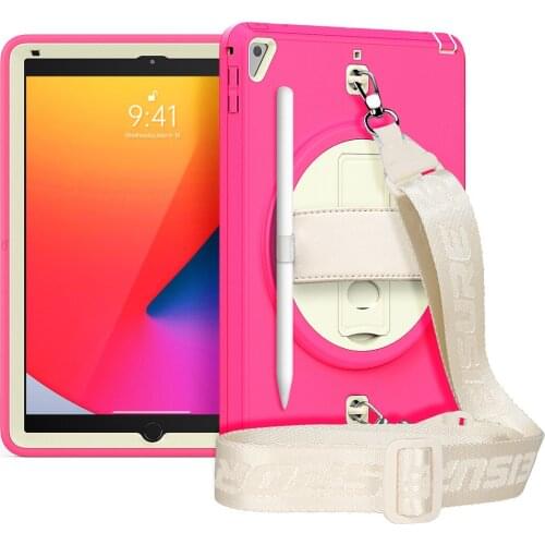 Tablet Case For iPad 9.7 2017 2018/iPad Pro9.7/iPad Air2 360 Rotatable Kickstand with Hand&Neck Strap protection Caver+Film+Pen