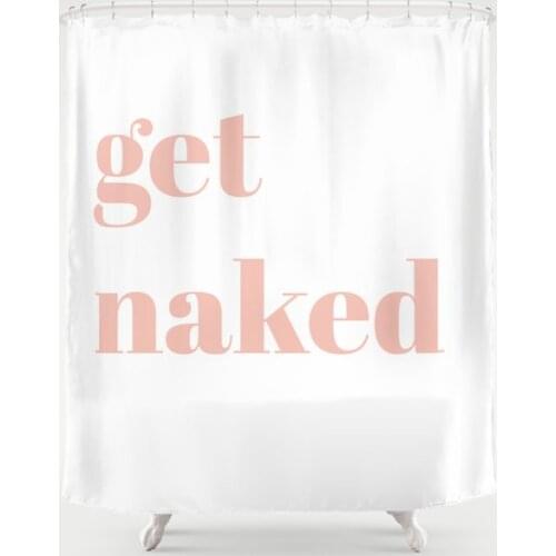 Get Naked Shower Curtain Waterproof Polyester Fabric 72 x 78 inches Set with Hook Pink Shower Curtain