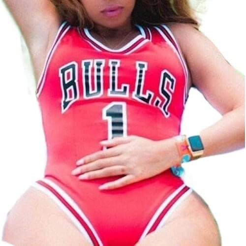 S M L XL Sexy New Summer Style Star Jumpsuit BULLS Bodysuit One Piece Swimsuit Women Jumpsuit(With Lining)
