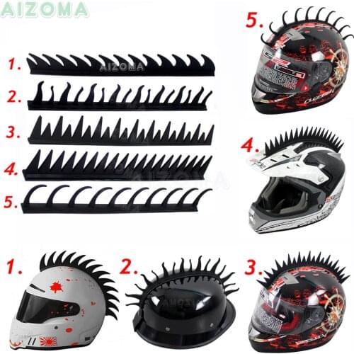 Black Motorcycle Helmet Rubber Sticker Mohawk Spike Cool Biker Warrior Saw Blade Flame Wave Style Decoration Stick Strip