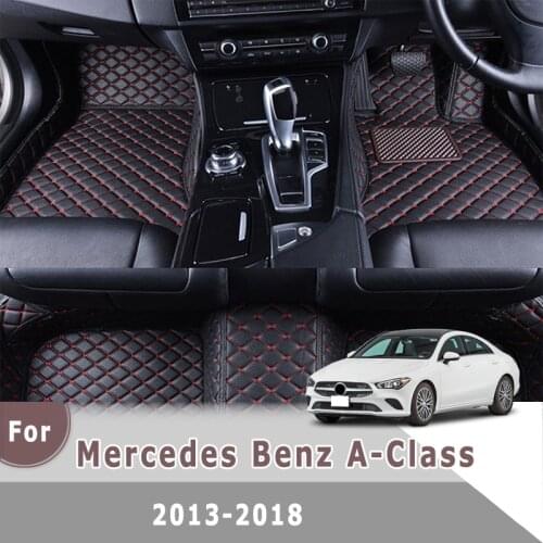 RHD Car Floor Mats For Mercedes Benz A-Class 2018 2017 2016 2015 2014 2013 Car Interiors Accessories Custom Leather Foot Pad