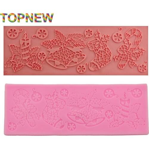 Christmas Bells Crutch Fondant Lace Chocolate Silicone Mould DIY Cake Decorating Baking Tools 1934