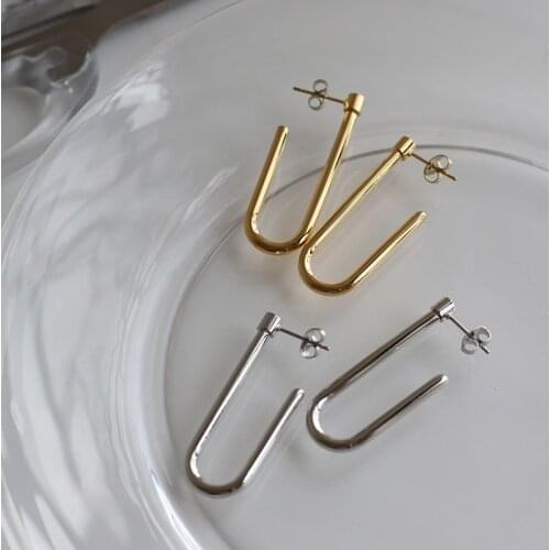 Amaiyllis U Shaped Nail Hoop Rarrings Fashion OL Retro Jewelry Light Luxury Hip Hop Drop Earring For Female Jewelry