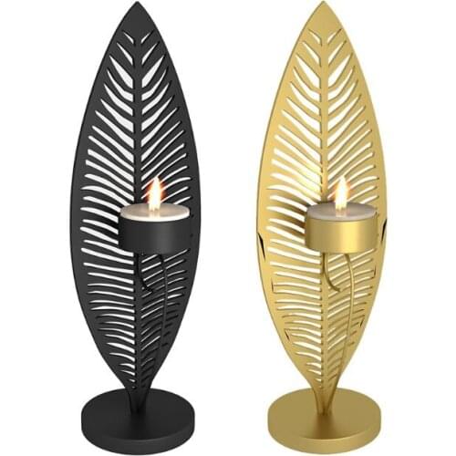 Nordic Iron Candlestick Leaf Leaves Candle Holder Candelabra Table Centerpiece