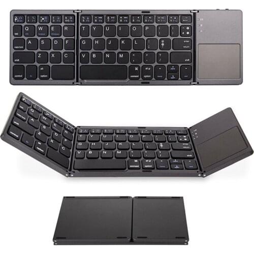Mini Folding Keyboard Portable Foldable Wireless Keyboard Russian Bluetooth Keypad Touchpad for IOS Android Windows Ipad Tablet