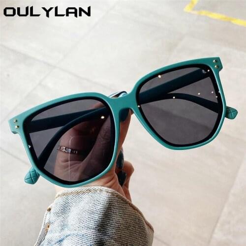 Oulylan 2021 Fashion Oversized Sunglasses Women Vintage Big Frame Sun Glasses For Men Classic Green Eyewear Shades Mirror UV400