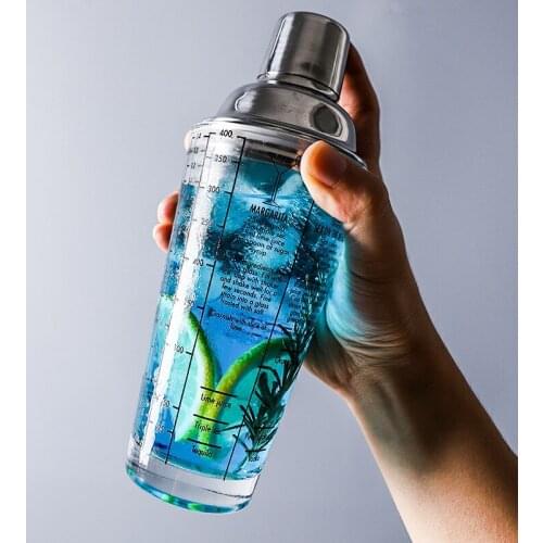 400ml Glass Cocktail Shaker with Stainless steel Cover Mixer Wine Martini Boston Shaker For Bartender Drink Party Bar Tool