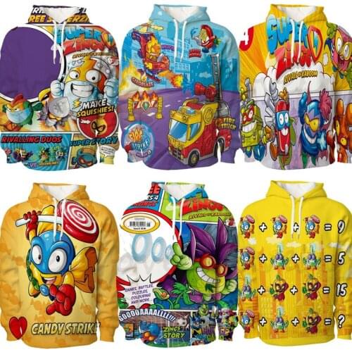 Game Super Zings 3D Printed Hoodies Winter Long Sleeve Cool Sweatshirts Boys Girls Superzings 3D Harajuku Cartoon Pullover Gifts