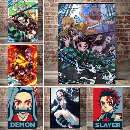 Japanese Anime Demon Slayer Canvas Printing Wall Art Pictures Poster and Prints Boy Bedroom Cuadros Home Decoration Cuadros